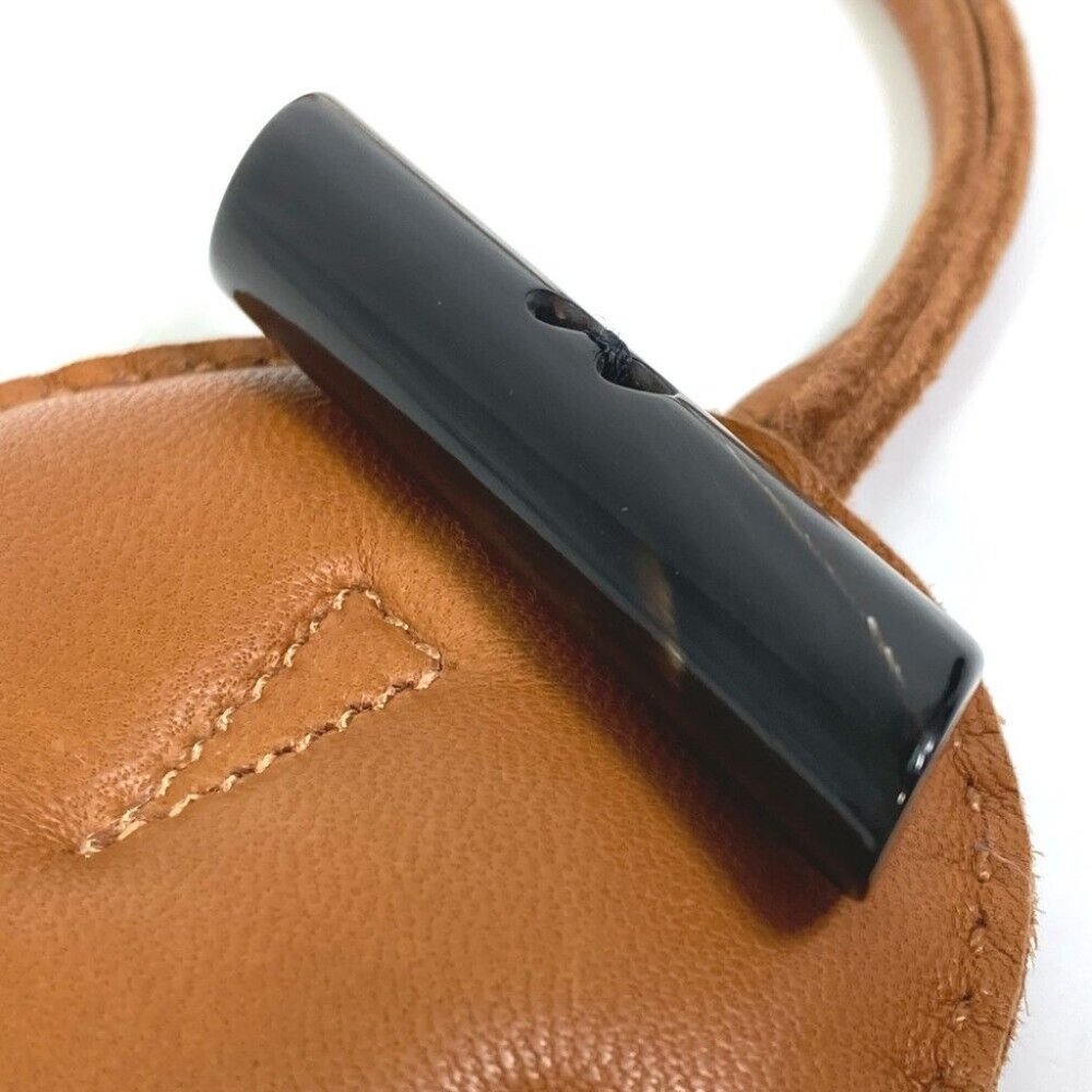 HERMES Key Holder petit h owl charm Bag Charm Leather / Buffalo horn Brown - Picture 3 of 7